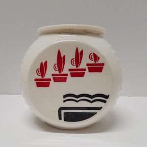 Fire King Vitrock Milk Glass * Red Flowerpots * Grease Drip Jar